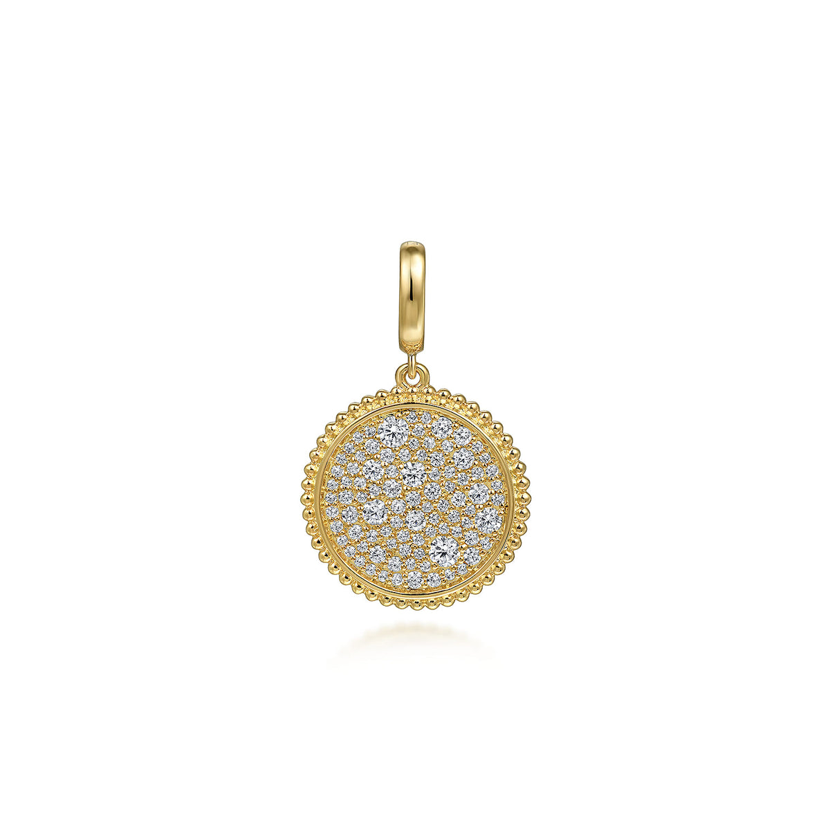 14K Yellow Gold Diamond Pavé Bujukan Medallion Pendant in size 18mm with Detachable Bail — Gabriel & Co. PT6643Y45JJ