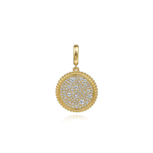 14K Yellow Gold Diamond Pavé Bujukan Medallion Pendant in size 18mm with Detachable Bail — Gabriel & Co. PT6643Y45JJ