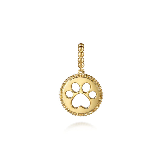14K Yellow Plain Gold Bujukan Paw Print Medallin Pendant with Detachable Bail — Gabriel & Co. PT7557Y4JJJ
