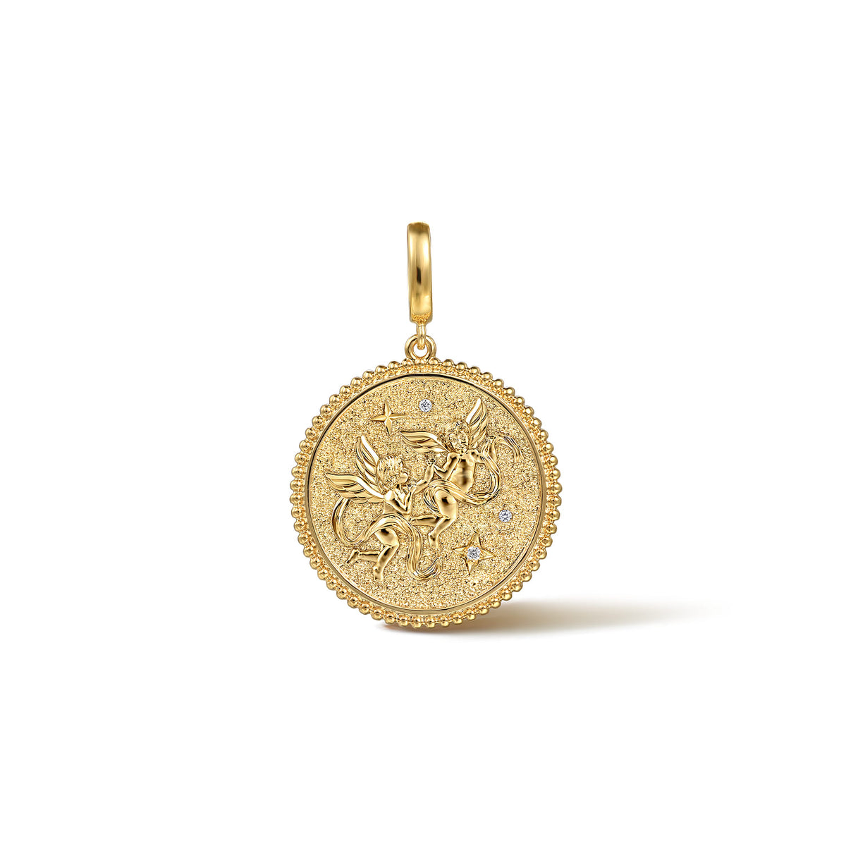 14K Yellow Gold Diamond Bujukan Gemini Medallion Pendant with Detachable Bail — Gabriel & Co. PT7569Y45JJ