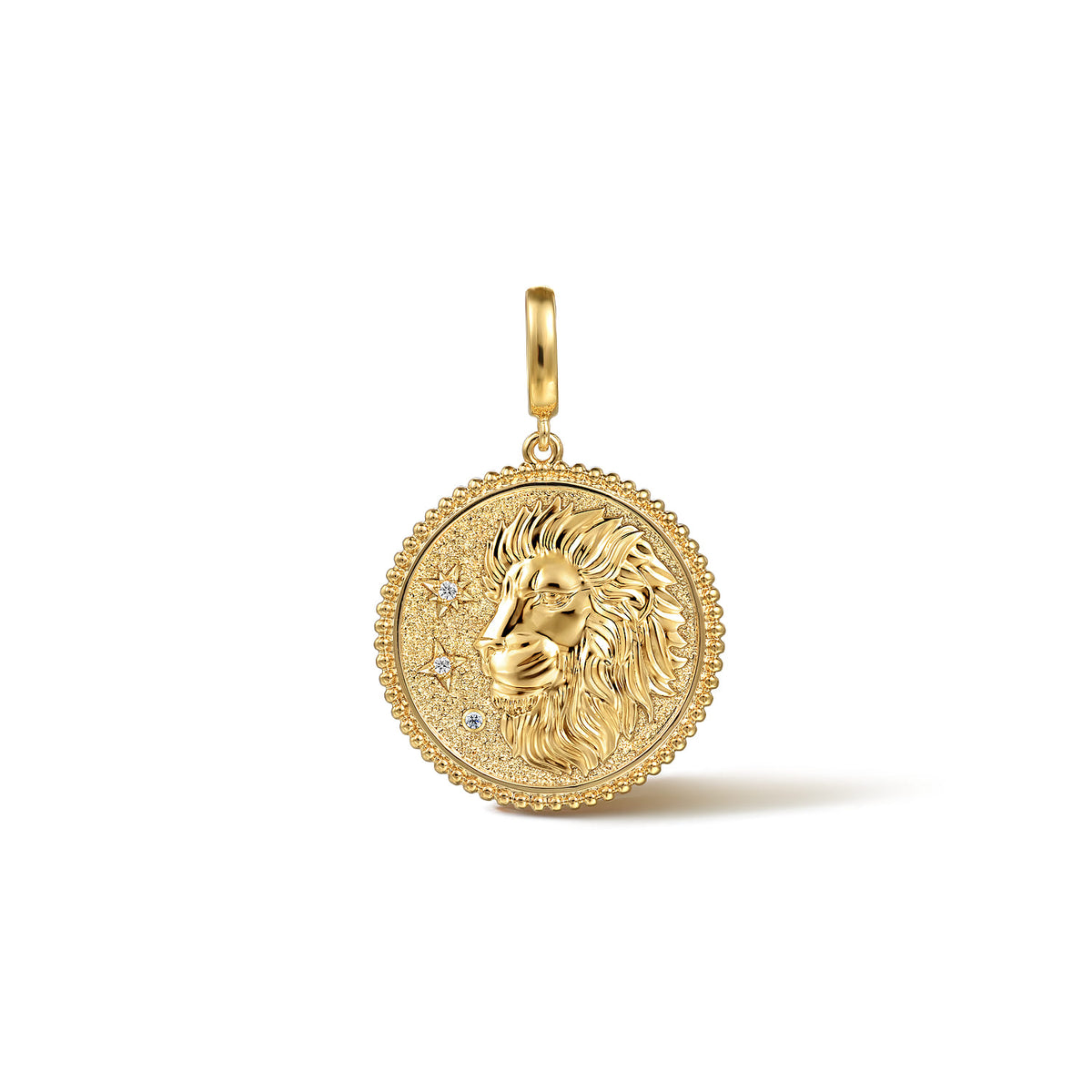 14K Yellow Gold Diamond Bujukan Leo Medallion Pendant with Detachable Bail — Gabriel & Co. PT7571Y45JJ