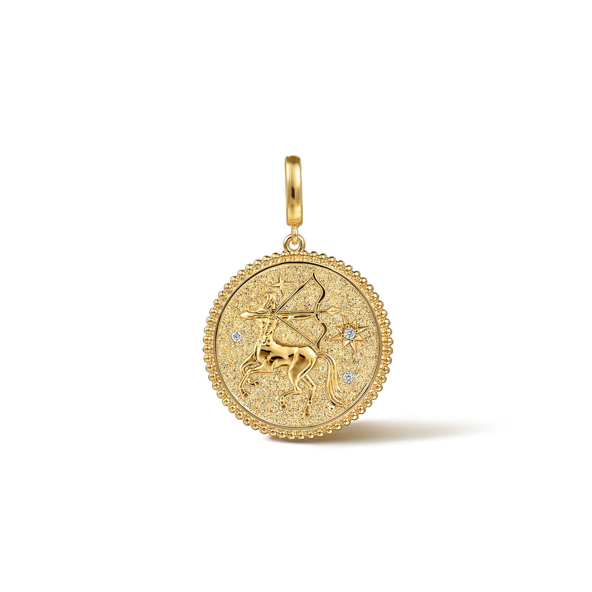 14K Yellow Gold Diamond Bujukan Sagittarius Medallion Pendant with Detachable Bail — Gabriel & Co. PT7575Y45JJ