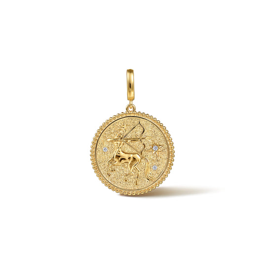 14K Yellow Gold Diamond Bujukan Sagittarius Medallion Pendant with Detachable Bail — Gabriel & Co. PT7575Y45JJ