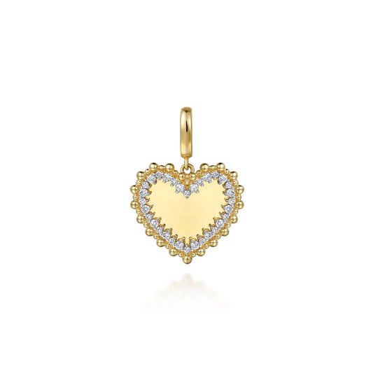 14K Yellow Gold Bujukan Diamond 18mm Heart Medallion Pendant with Detachable Bail — Gabriel & Co. PT7578Y45JJ
