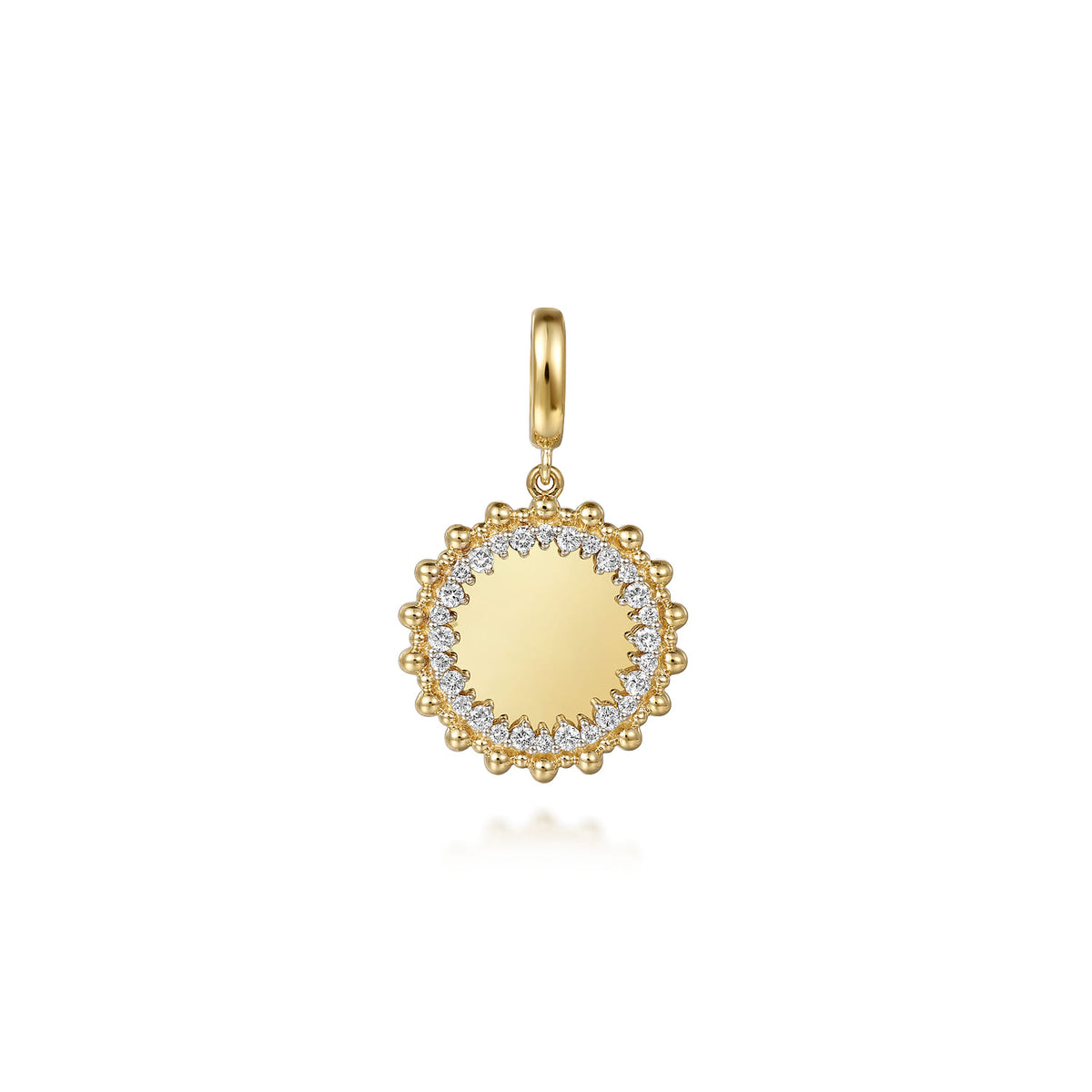 14K Yellow Gold Bujukan Diamond 18mm Round Shape Personalize Medallion Pendant with Detachable Bail — Gabriel & Co. PT7580Y45JJ