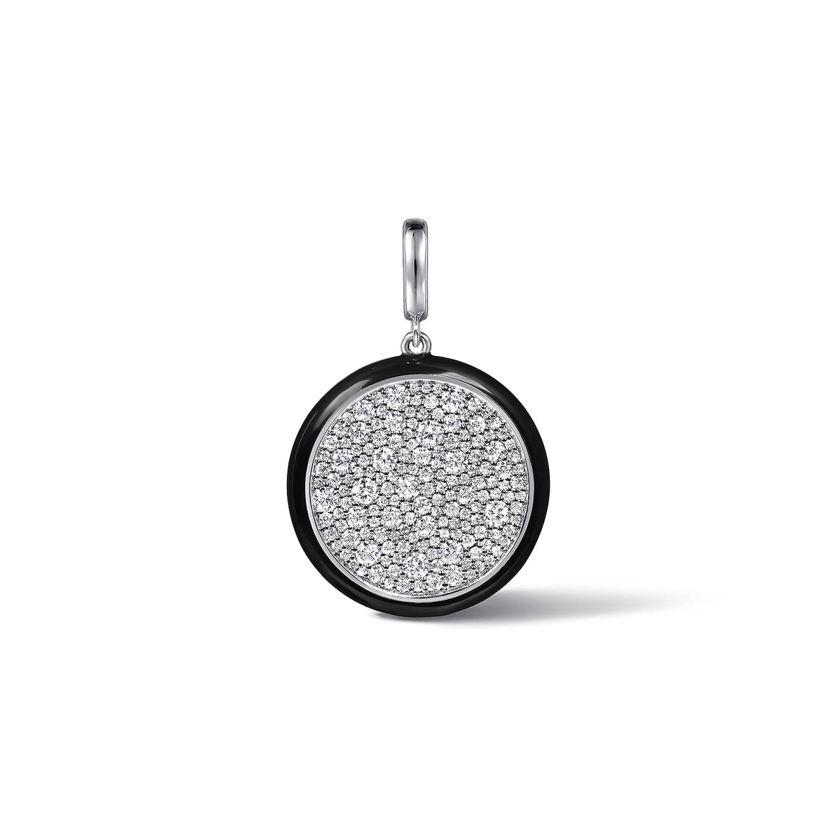 14K White Gold Diamond Medallion with Detachable Bail with Black Enamel — Gabriel & Co. PT7600E8W45JJ