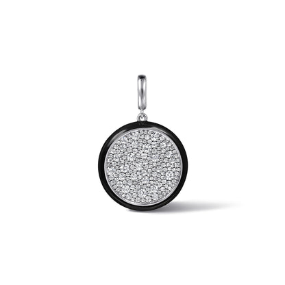 14K White Gold Diamond Medallion with Detachable Bail with Black Enamel — Gabriel & Co. PT7600E8W45JJ