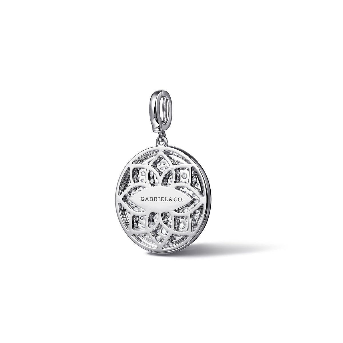 14K White Gold Diamond Medallion with Detachable Bail with Black Enamel — Gabriel & Co. PT7600E8W45JJ