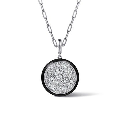 14K White Gold Diamond Medallion with Detachable Bail with Black Enamel — Gabriel & Co. PT7600E8W45JJ