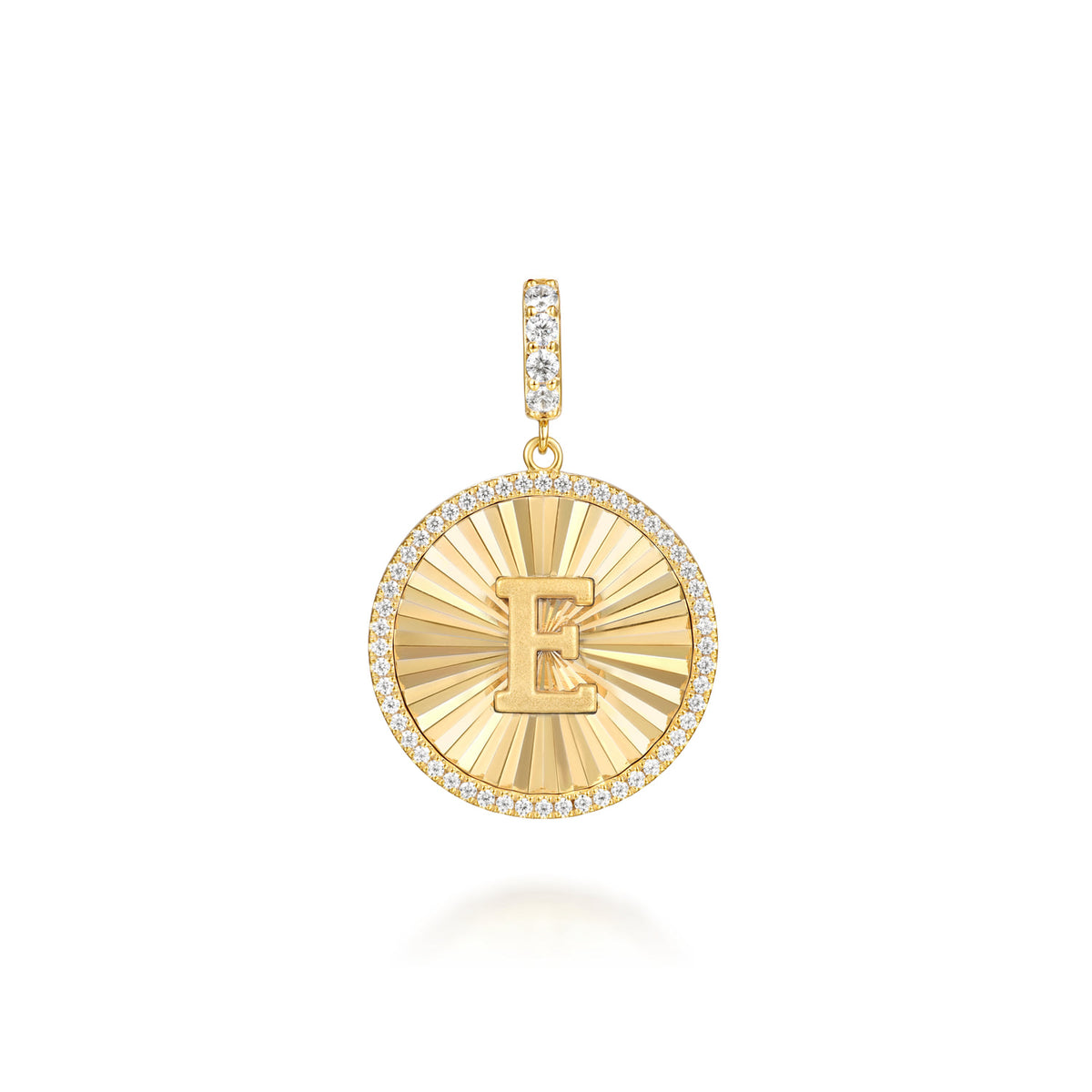 14K Yellow Gold Diamond Initial E Medallion Pendant with Detachable Bail — Gabriel & Co. PT7651E-Y45JJ