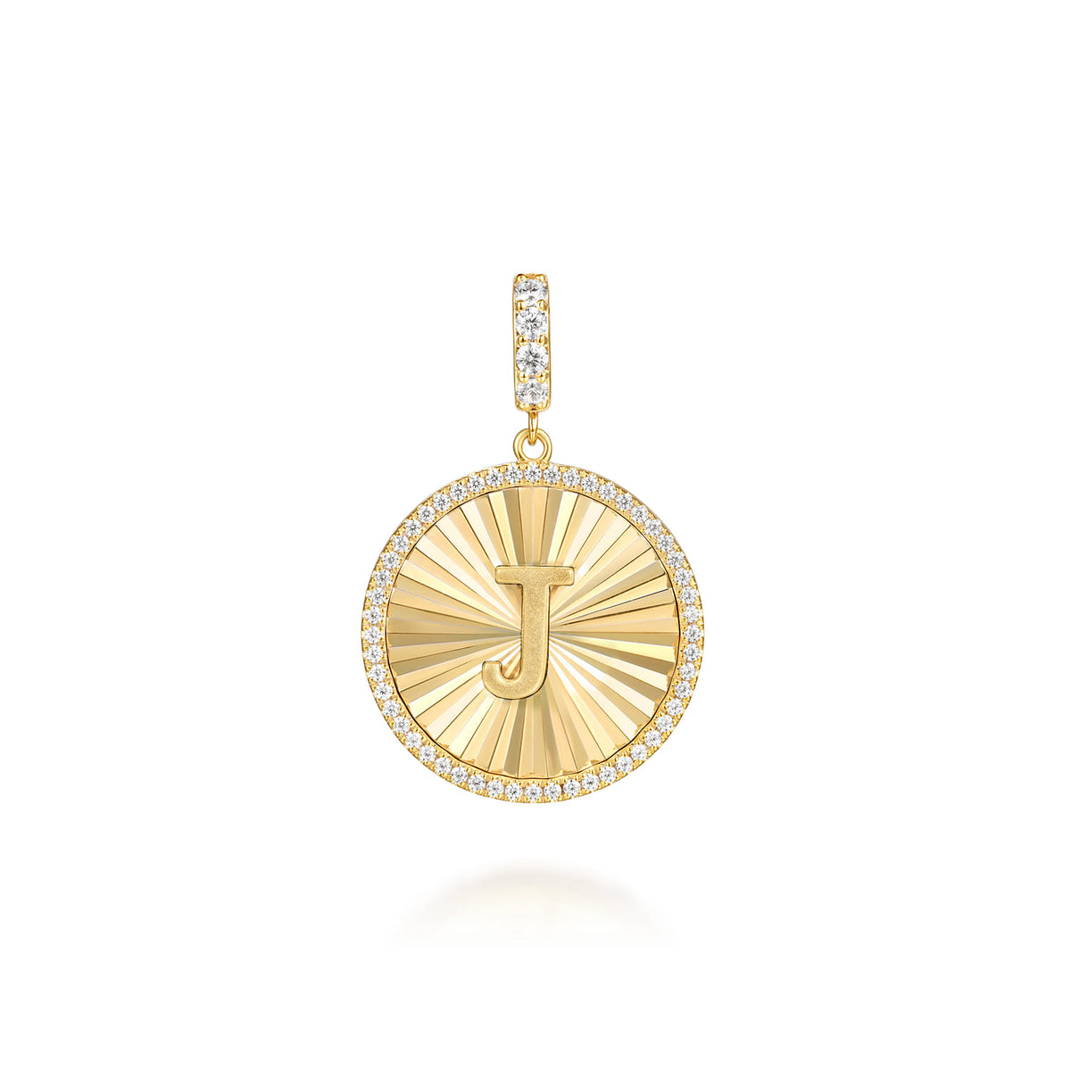 14K Yellow Gold Diamond Initial J Medallion Pendant with Detachable Bail — Gabriel & Co. PT7651J-Y45JJ