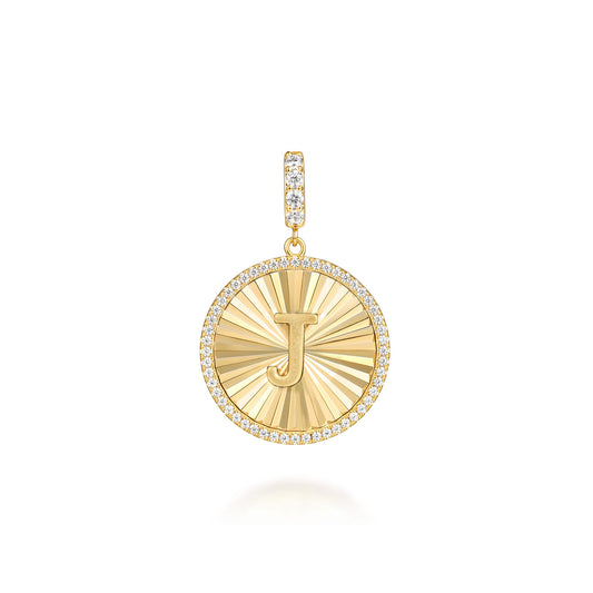 14K Yellow Gold Diamond Initial J Medallion Pendant with Detachable Bail — Gabriel & Co. PT7651J-Y45JJ