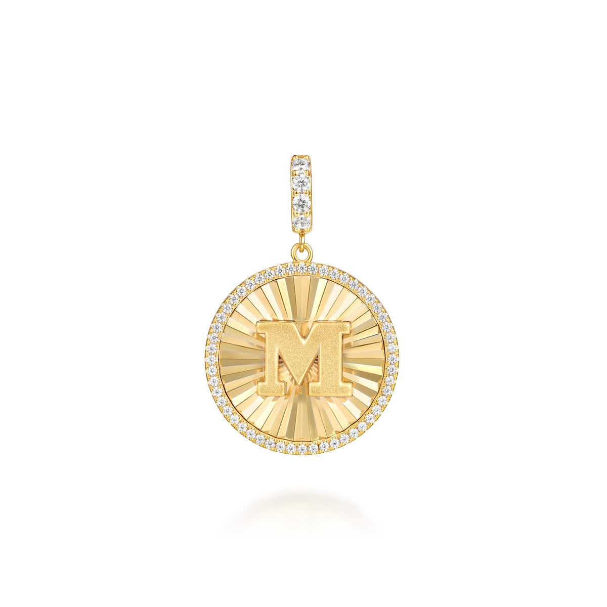 14K Yellow Gold Diamond Initial M Medallion Pendant with Detachable Bail — Gabriel & Co. PT7651M-Y45JJ