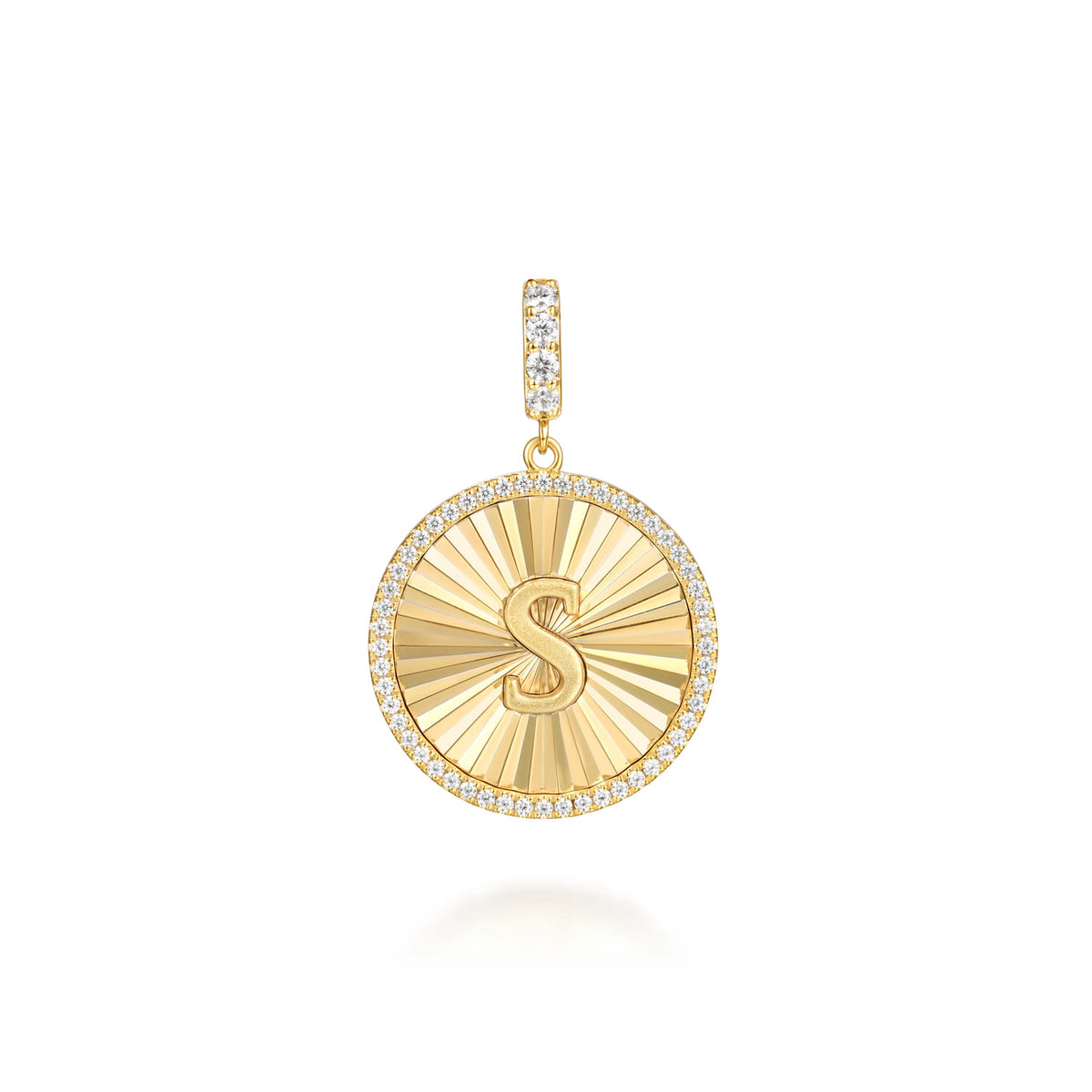 14K Yellow Gold Diamond Initial S Medallion Pendant with Detachable Bail — Gabriel & Co. PT7651S-Y45JJ