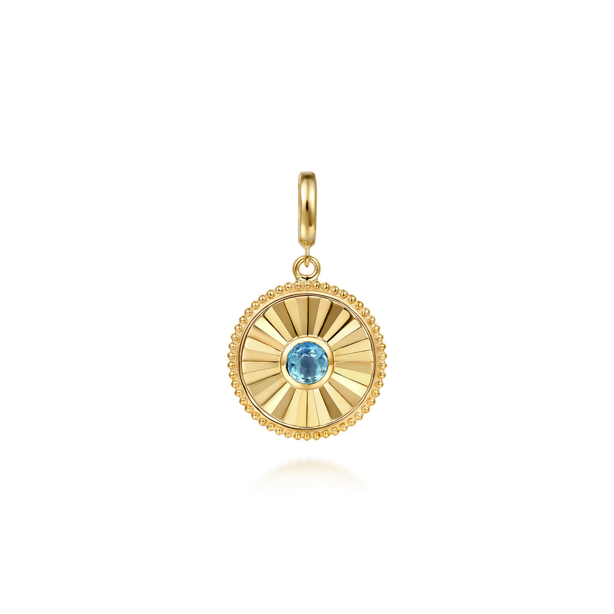 14K Yellow Gold Bujukan Blue Topaz Medallion Pendant with Detachable Bail — Gabriel & Co. PT7653Y4JBT