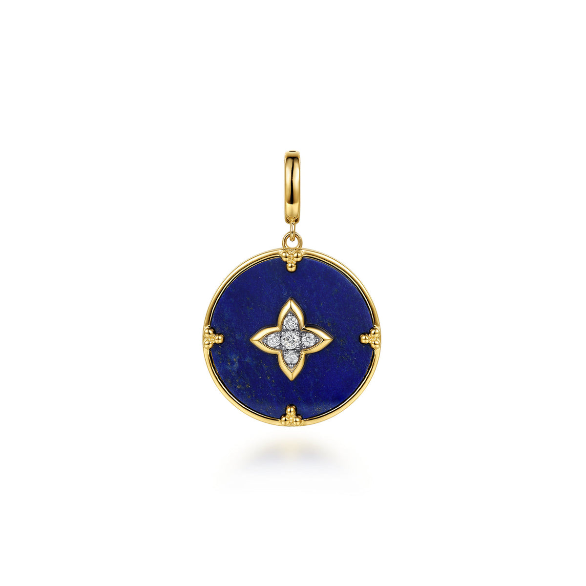 14K Yellow Gold Bujukan Diamond Clover Medallion Pendant — Gabriel & Co. PT7660Y45LP