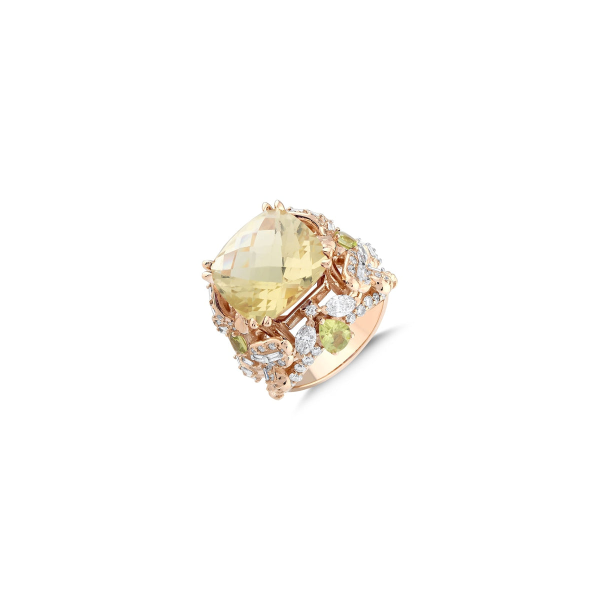 Bee Goddess Queen Bee Arinna Gold Diamond Peridot Ring
