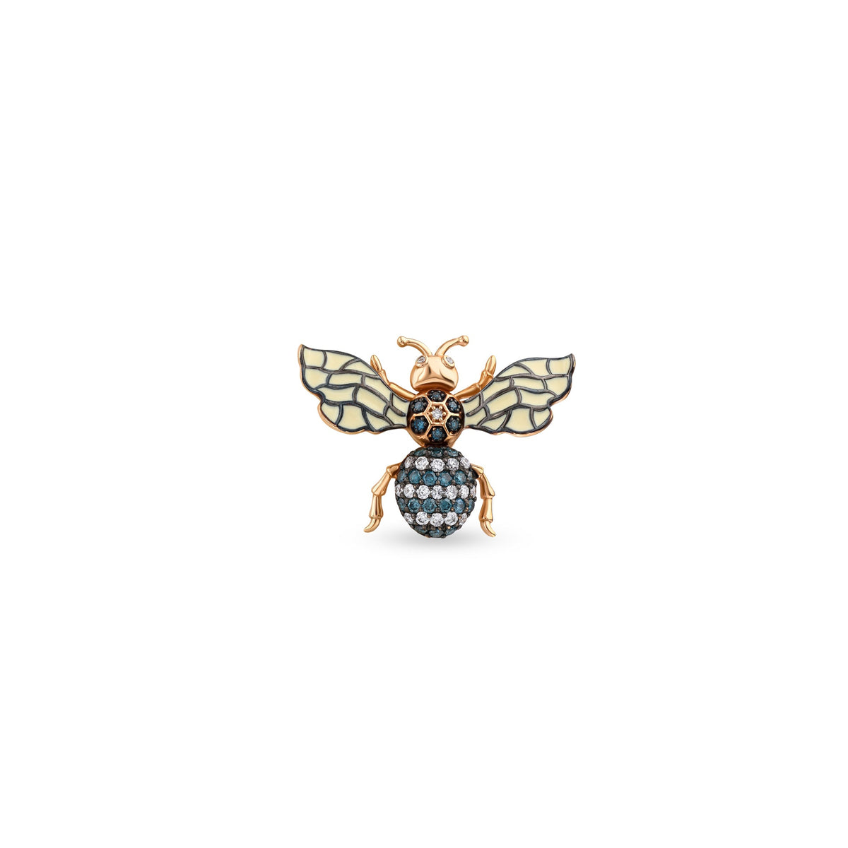 Bee Goddess Queen Bee Mindy Gold Blue Diamond Single Earring