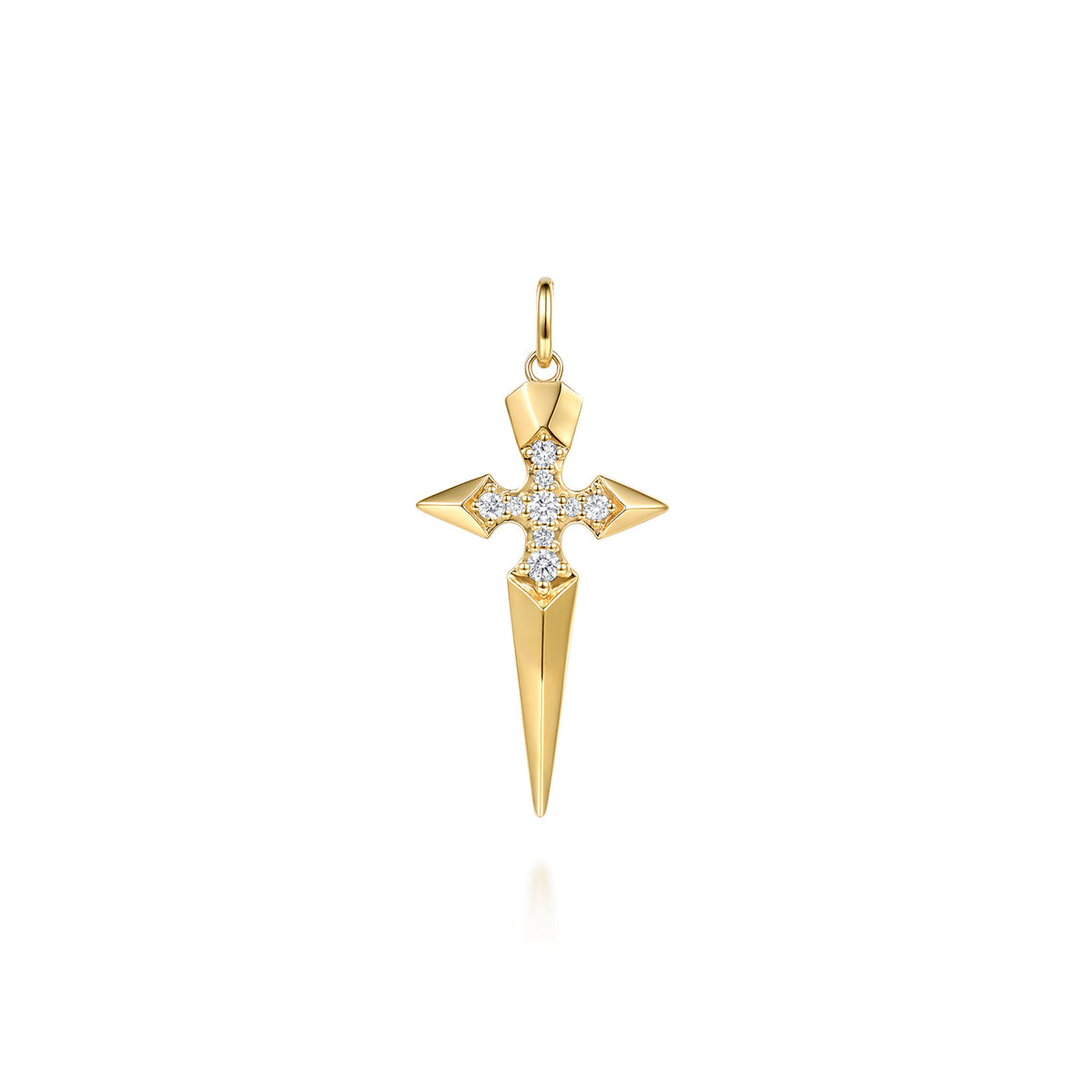 14K Yellow Gold Diamond Dagger Pendant — Gabriel & Co. PTM20187Y45JJ