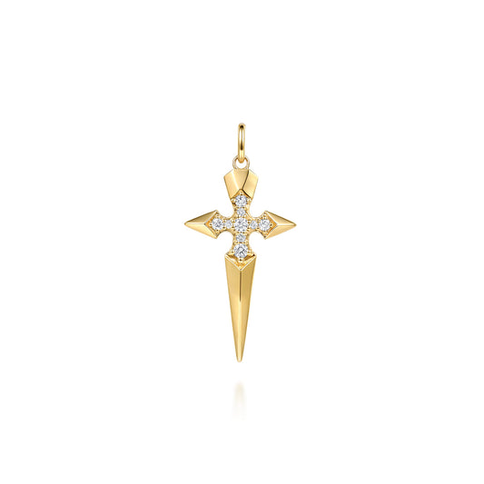 14K Yellow Gold Diamond Dagger Pendant — Gabriel & Co. PTM20187Y45JJ