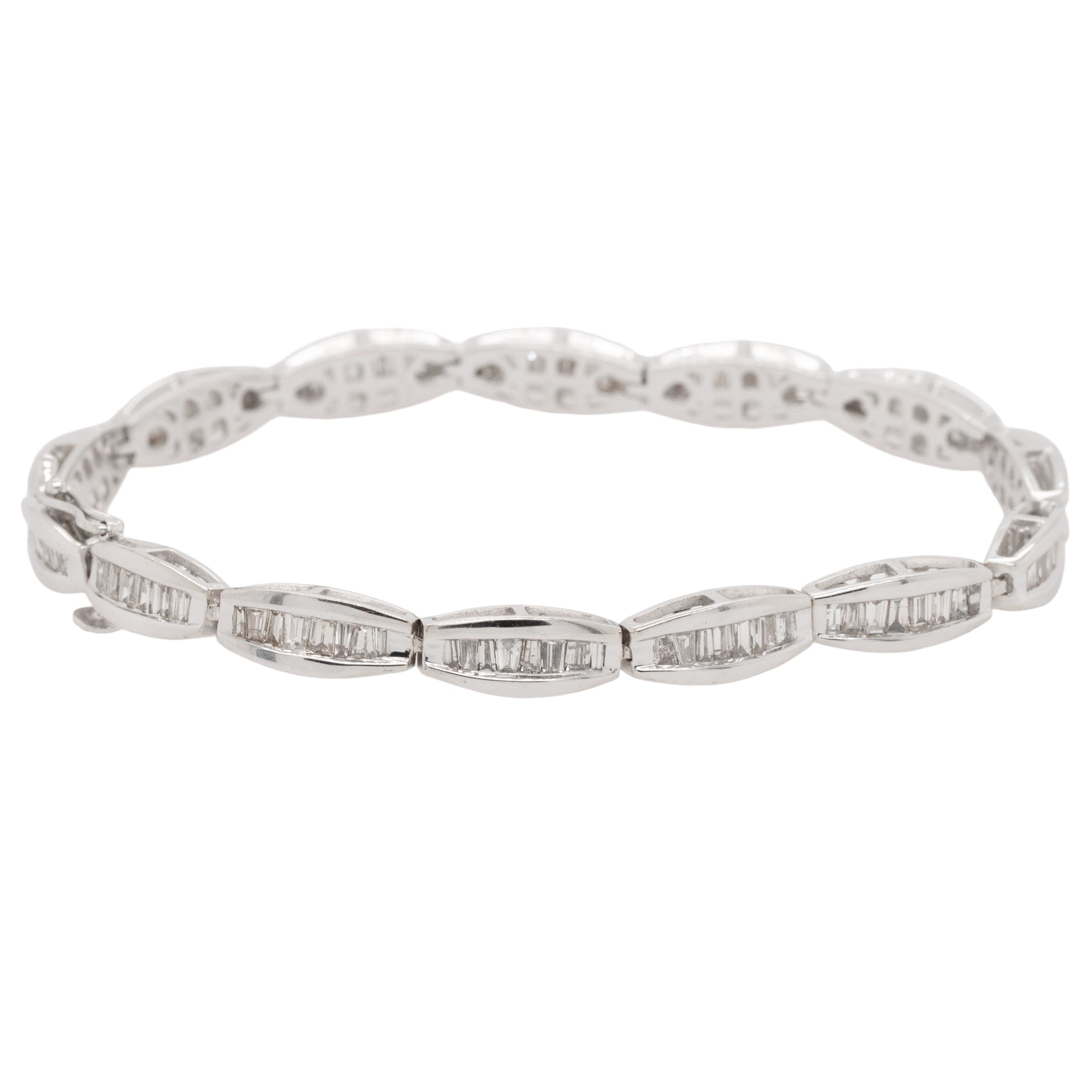 14k White Gold 2ctw Natural Diamond Baguette Tennis Bracelet