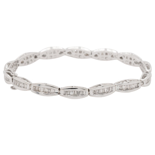 14k White Gold 2ctw Natural Diamond Baguette Tennis Bracelet