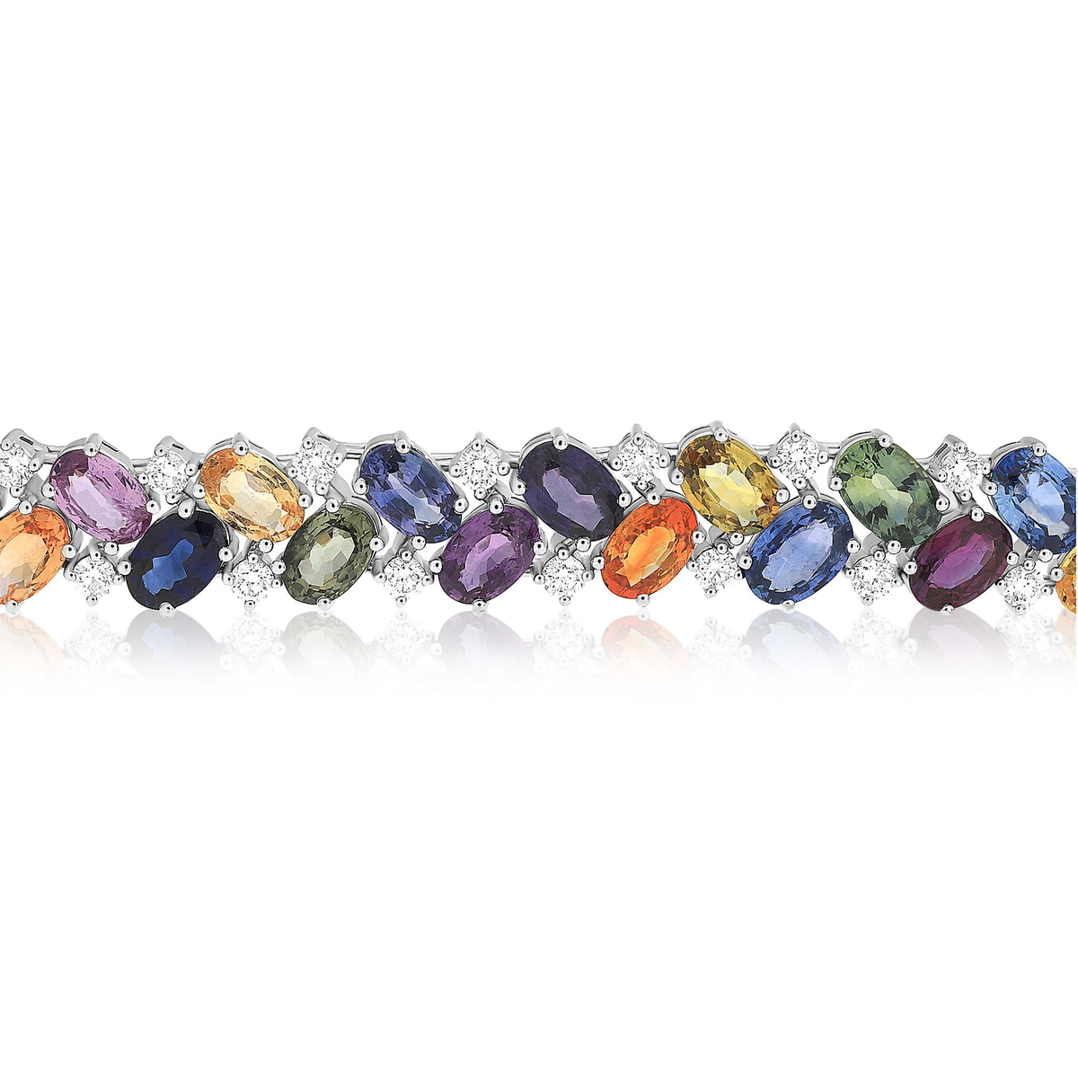 Oval Multi Colored Sapphire Bracelet — view 2