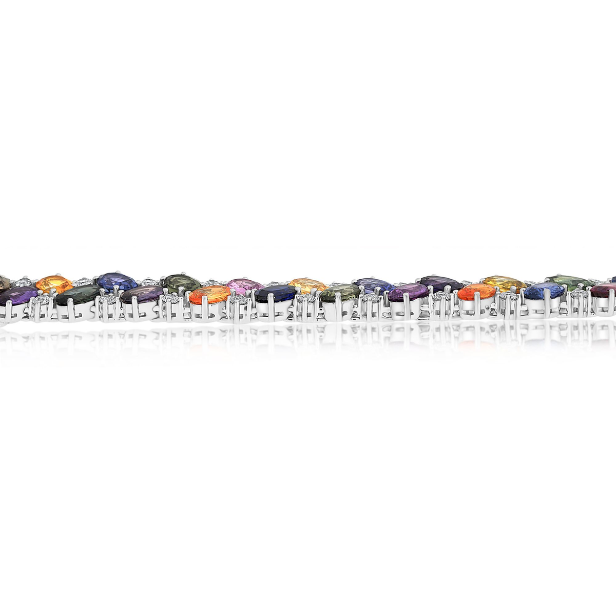 Oval Multi Colored Sapphire Bracelet — view 3