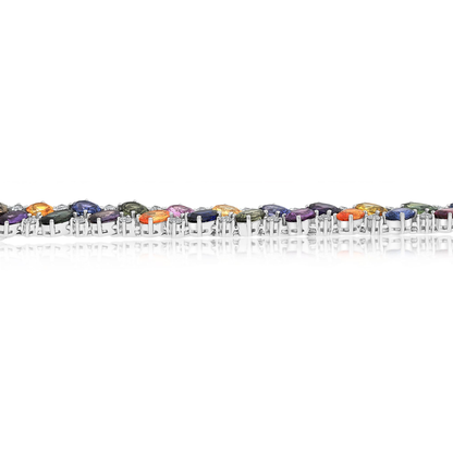 Oval Multi Colored Sapphire Bracelet — view 3
