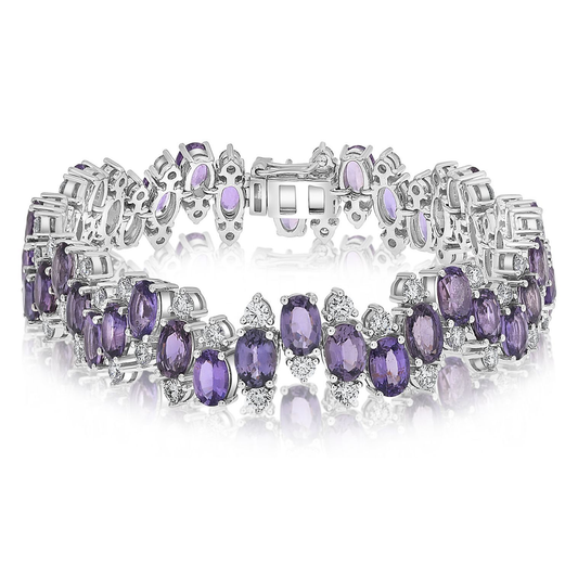 Oval Purple Sapphire Bracelet — view 1