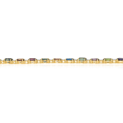 Oval Multi Colored Sapphire Bracelet — view 2