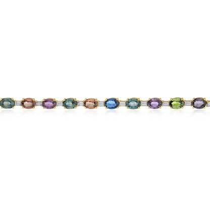 Oval Multi Colored Sapphire Bracelet — view 3