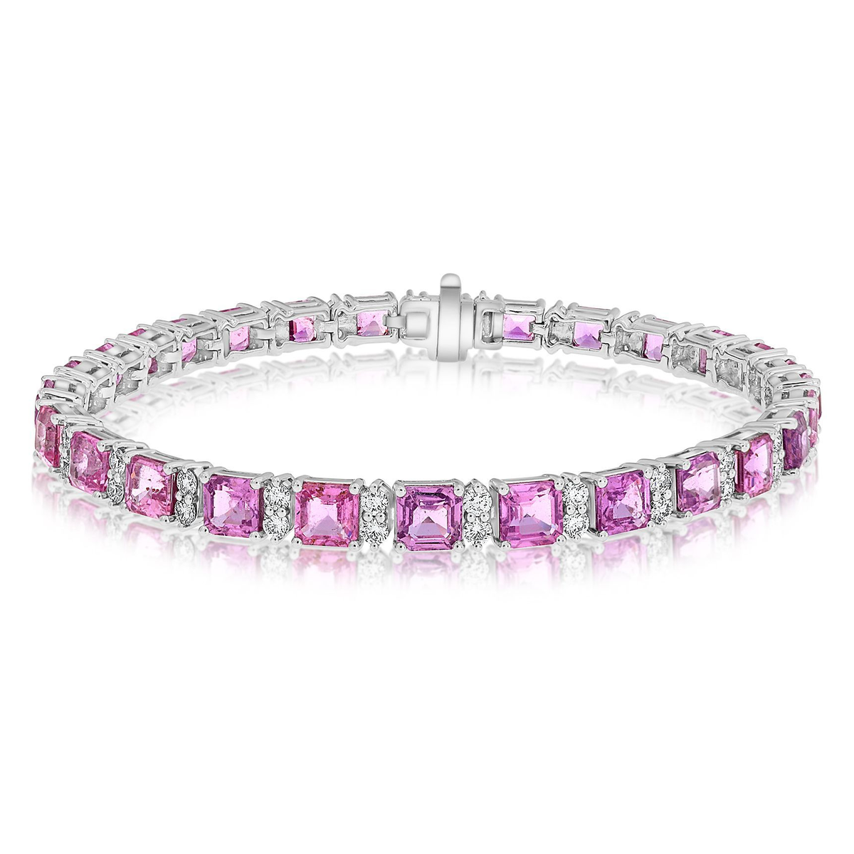 Emerald Cut Pink Sapphire Bracelet — view 1