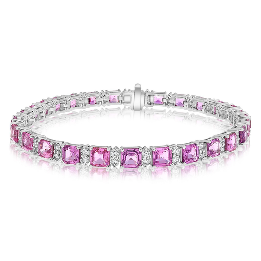 Emerald Cut Pink Sapphire Bracelet — view 1