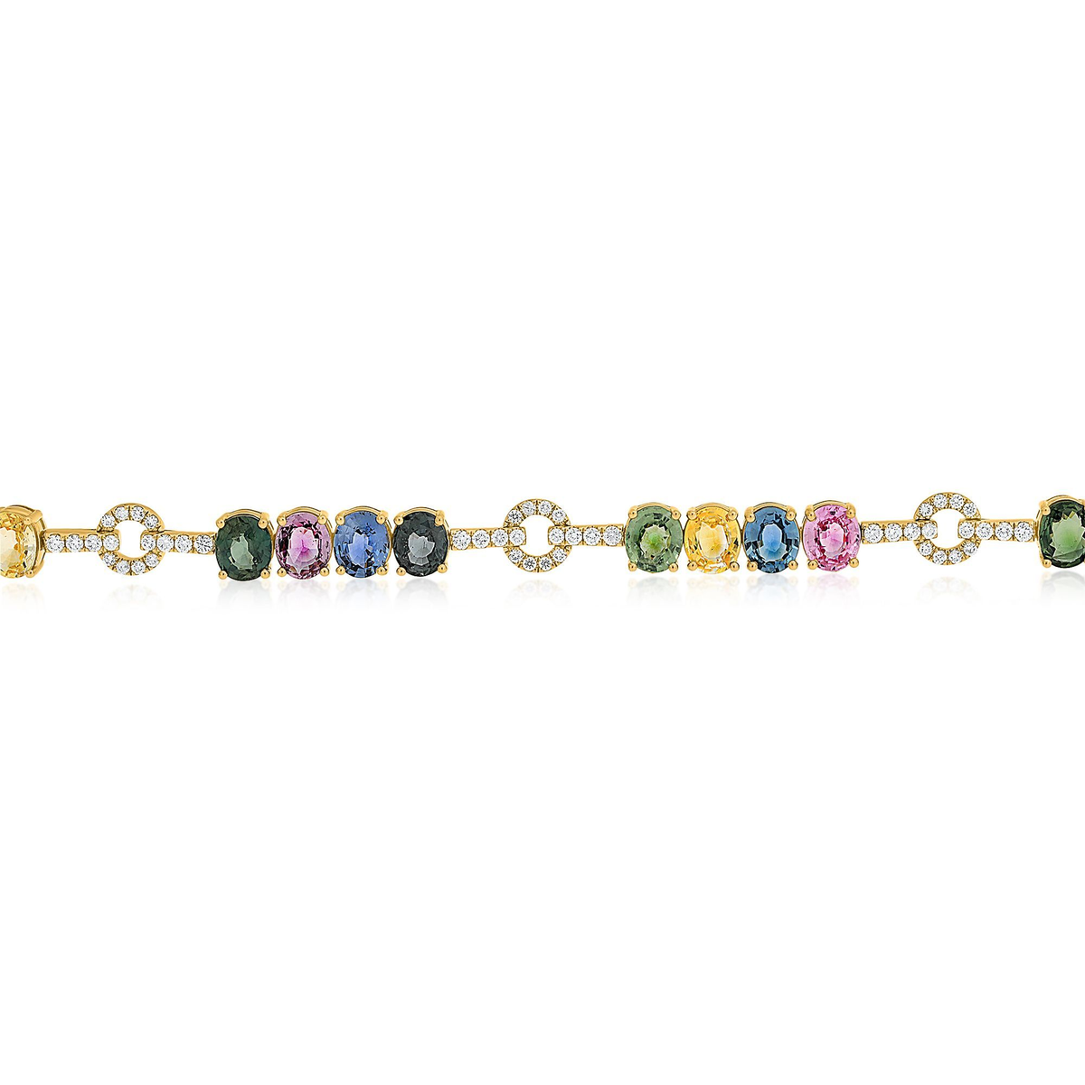 Oval Multi Colored Sapphire Bracelet — view 2