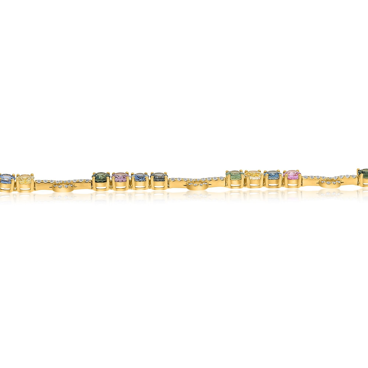 Oval Multi Colored Sapphire Bracelet — view 3
