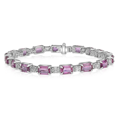 Emerald Cut Pink Sapphire Bracelet — view 1