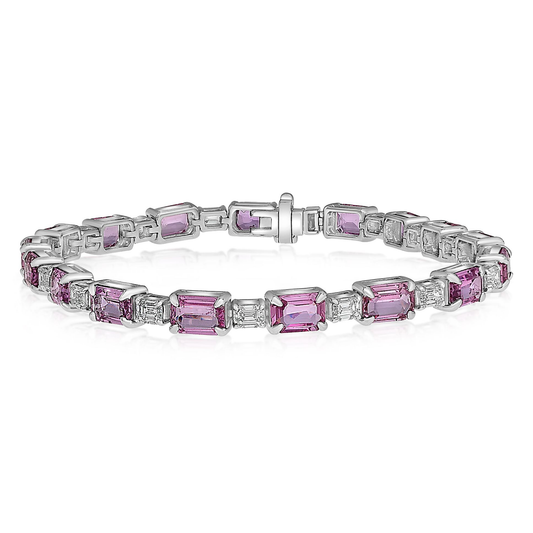 Emerald Cut Pink Sapphire Bracelet — view 1