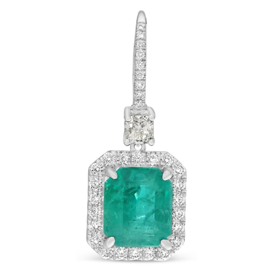 Emerald Cut Drop Emerald Earrings — view 1