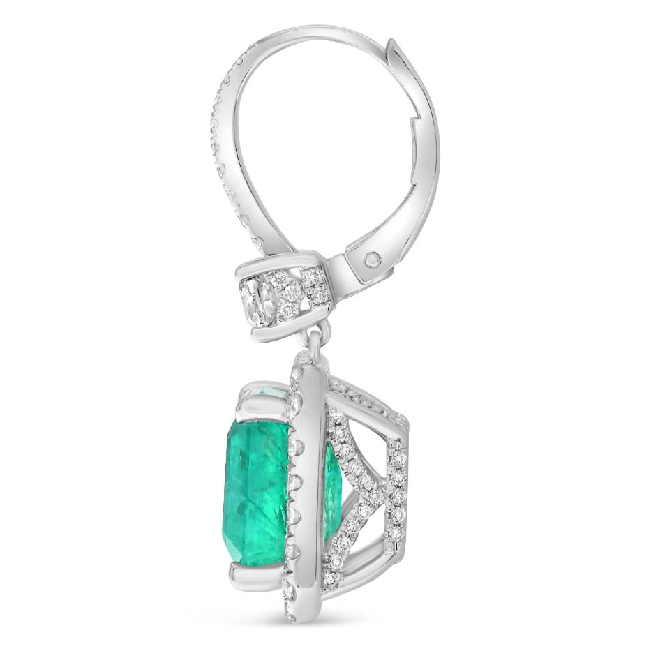 Emerald Cut Drop Emerald Earrings — view 2
