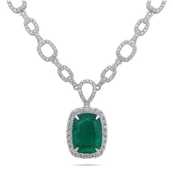 8.62ct  Emerald and Diamond Necklace — view 2