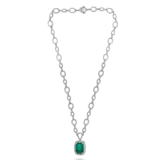 8.62ct  Emerald and Diamond Necklace — view 1