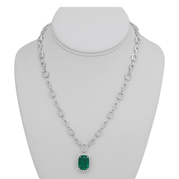 8.62ct  Emerald and Diamond Necklace — view 3
