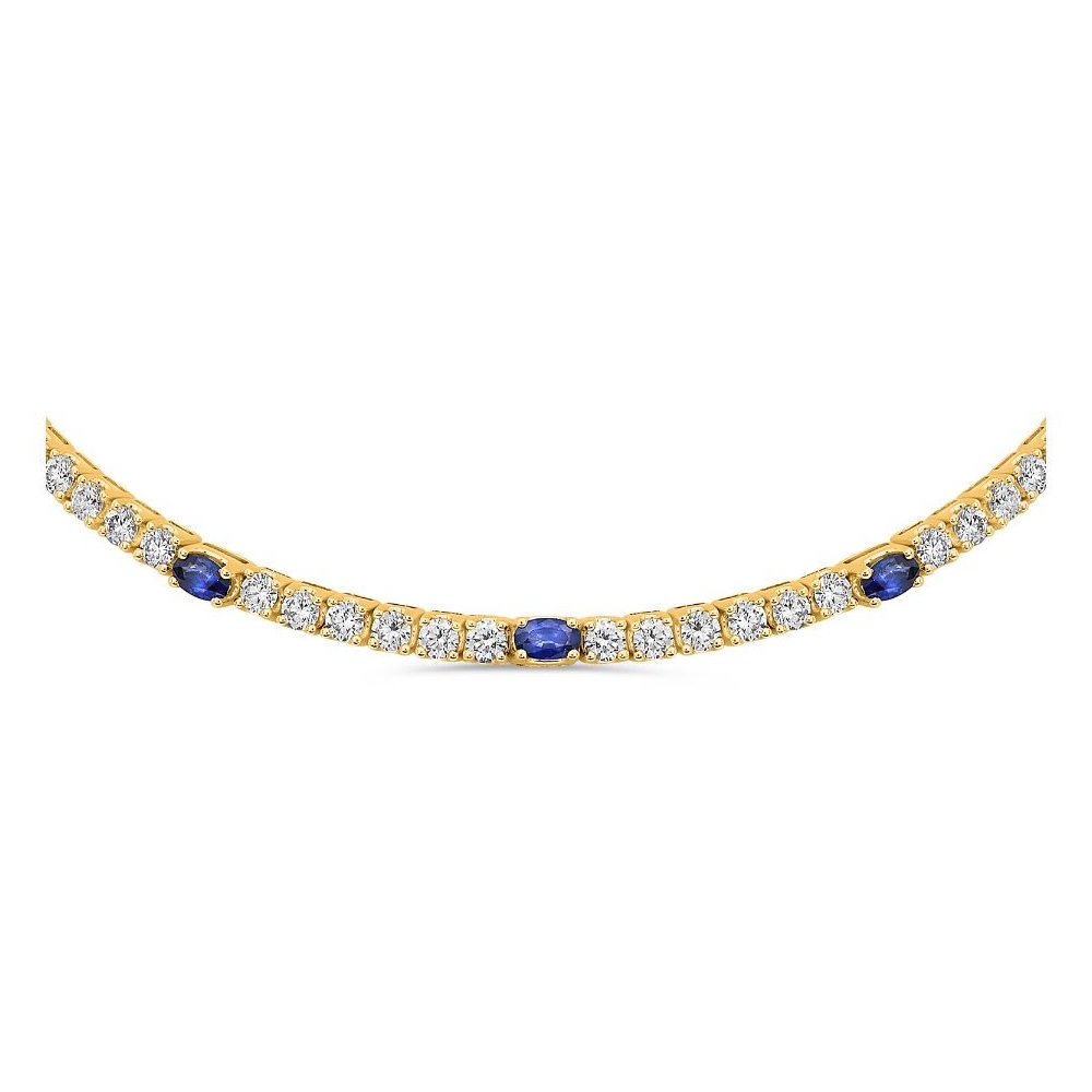 Yellow Gold Sapphire and Diamond Choker Necklace — view 1