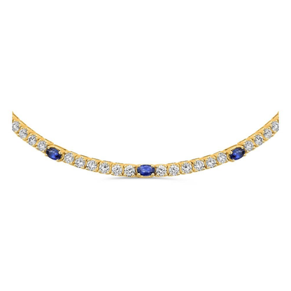 Yellow Gold Sapphire and Diamond Choker Necklace — view 1