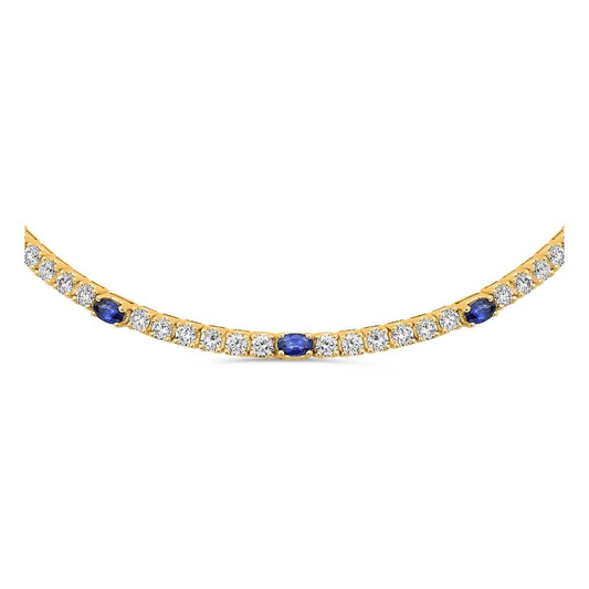 Yellow Gold Sapphire and Diamond Choker Necklace — view 1