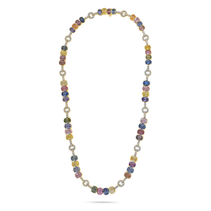 Oval Multi Colored Sapphire Necklace — view 1