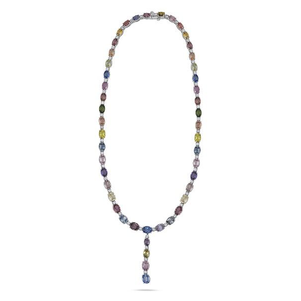 Drop Multi Colored Sapphire Necklace — view 1