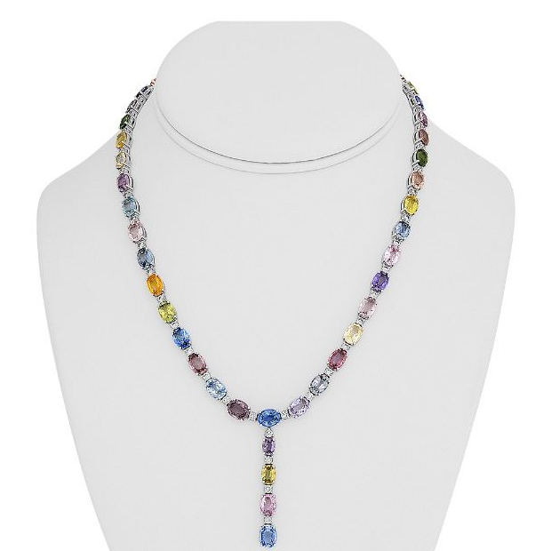 Drop Multi Colored Sapphire Necklace — view 4