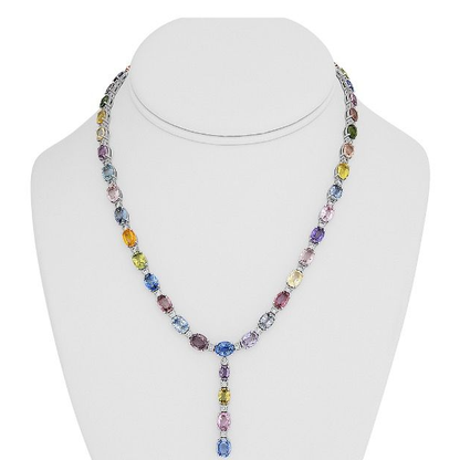 Drop Multi Colored Sapphire Necklace — view 4